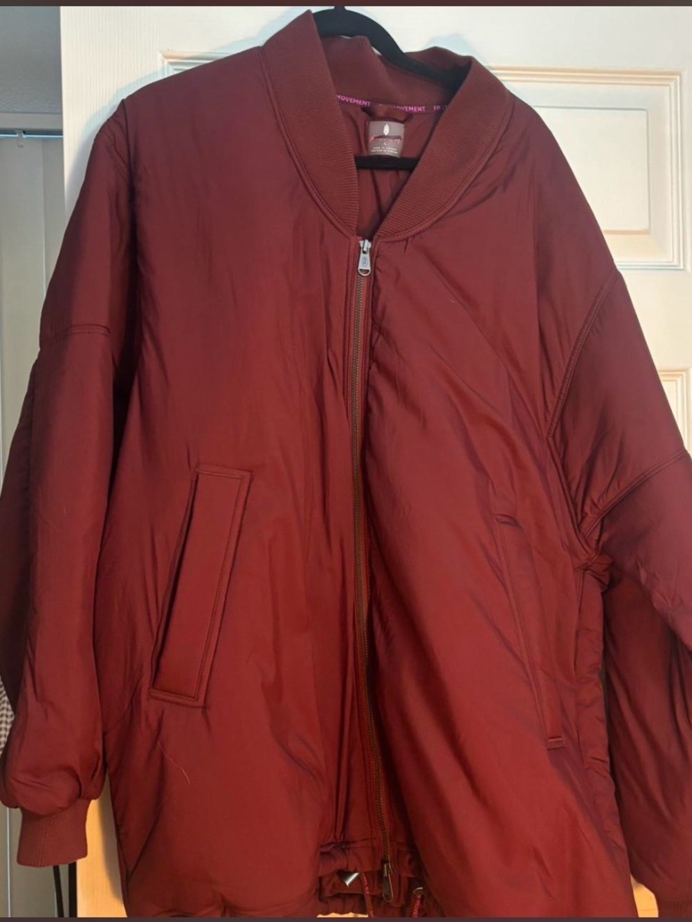 Free People Movement Oversized Bomber Jacket Burgundy Size L